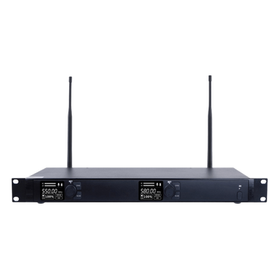 Receptor Inalámbrico Dual Canal Digital U-Band | 4 Bandas de Frecuencia (470-830 MHz) | Transmisión Digital pi/4-DQPSK | Pantalla TFT-LCD 2.2″ | Anti-Interferencia con ID Code Pilot | Salidas Balanceadas y Desbalanceadas | Ecualizacion