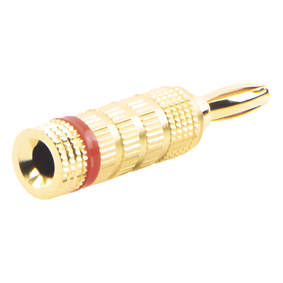 Conector Banana Tipo Tornillo para Bocinas | Instalaciones Profesionales de Audio | Chapado en Oro | Color Rojo (1 Pieza)