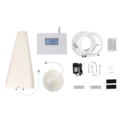 Kit Amplificador de Señal Celular TRIPLE banda de frecuencia / Mejora las llamadas convencionales y VoLTE / Soporta los datos de las tecnologías 2G, 3G y 4G de TELCEL, AT&T y MOVISTAR / Puede cubrir hasta 2 espacios de 300 m2 cada uno.