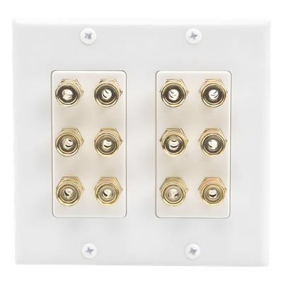 Placa de Pared | Postes de Unión Tipo Banana | Conexión para 6 Altavoces | Fácil Instalación | Conectores Chapados en Oro