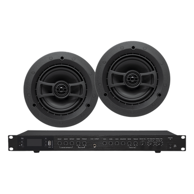 Amplificador de Audio con 2 Bocinas SP6 | 2 x 60W | Baja Impedancia 4 – 8Ω | Reproductor Bluetooth, USB, SD | Efectos Integrados Delay, Echo, Repeat