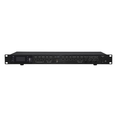 Amplificador de Audio | 2 x 60W | Baja Impedancia 4 – 8Ω | Reproductor Bluetooth, USB, SD | Efectos Integrados Delay, Echo, Repeat