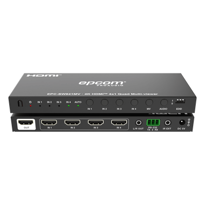 Multivisor HDMI 4×1 | 4K@30Hz | Vista Cuádruple | Cambio Automático/Manual | Control IR