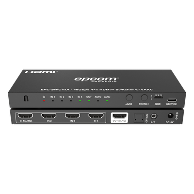 Switch HDMI 4×1 | 8K@60Hz 4:2:0 | 48 Gbps | ARC/eARC | Extracción de Audio | Gestión EDID | Control CEC