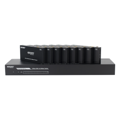 Splitter mas Extensor de Video | 1×8 | ProAV | HDBaseT™ | 120m en 4K@60Hz | 150m en 1080p@60Hz | Cat6/6a/7 | Gestión Avanzada EDID | Control IR y RS232 | PoC | Salida de Audio