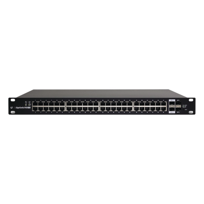 EdgeMAX Switch Administrable 48 Puertos Gigabit, PoE+/Pasivo 24V, 2 SFP, 2 SFP+ 10G, 500W