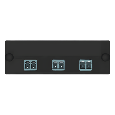 Placa Acopladora de Fibra Optica FAP, Con 3 Conectores LC Duplex (6 Fibras), Para Fibra Multimodo OM3/OM4, Color Aqua