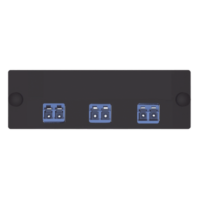 Placa Acopladora de Fibra Óptica FAP, Con 3 Conectores LC Duplex (6 Fibras), Para Fibra Monomodo OS1/OS2, Color Azul