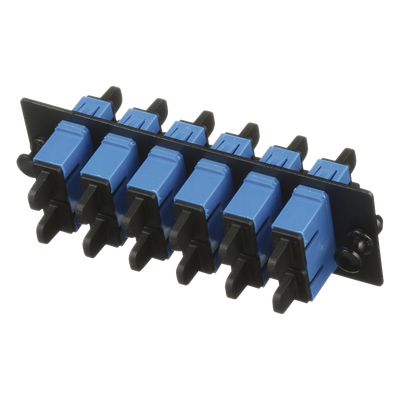 Placa Acopladora de Fibra Optica FAP, Con 6 Conectores SC Duplex (12 Fibras), Para Fibra Monomodo OS1/OS2, Color Azul