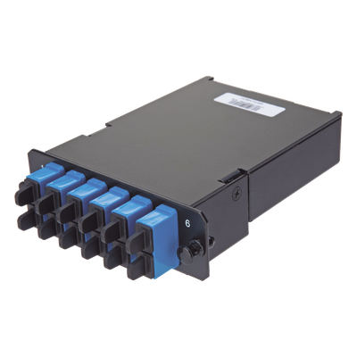 Placa Acopladora de Fibra Óptica FAP, Con 12 Pigtails y 6 Conectores LC Duplex (12 Fibras), Para Fibra Monomodo OS1/OS2, Color Azul