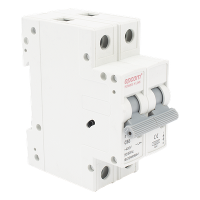 Protección Térmica/ Interruptor 2P, 63 A, Corriente Alterna 400 Vca para Aplicación Fotovoltaica Montaje Riel DIN