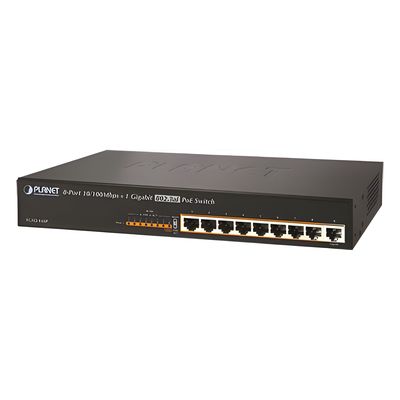 Switch no adminsitrable PoE de 8 Puertos PoE 100BaseTX + 1 Puerto 100/1000Base-T con 150W de Potencia Total