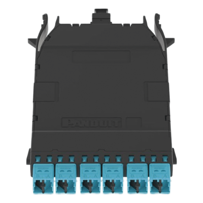 Cassette HD Flex Para 12 Fibras Multimodo OM4, de MPO a 6 Conectores LC Duplex, Color Aqua