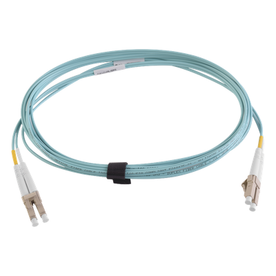 Jumper de Fibra Óptica Multimodo 50/125 XGLO OM4, LC-LC Duplex, OFNR, Color Aqua, 10 Metros (32.81 Pies)