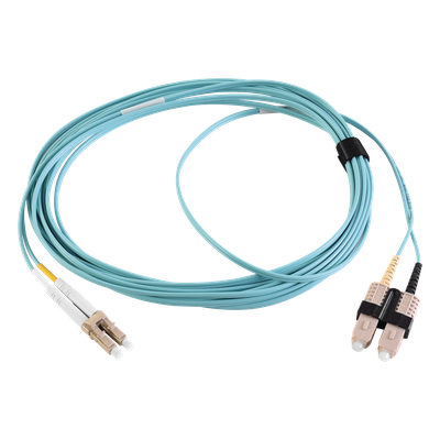 Jumper de Fibra Óptica Multimodo 50/125 XGLO OM3, LC-SC Duplex, OFNR, Color Aqua, 1 Metro (3.28 Pies)