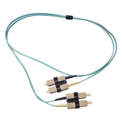 Jumper de Fibra Óptica Multimodo 50/125 OM3 XGLO, SC-SC Duplex, OFNR, Color Aqua, 1 Metro (3.28 Pies)