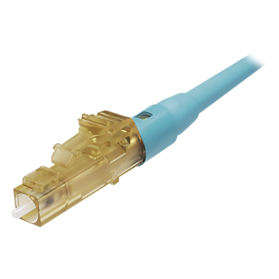 Conector de Fibra Óptica LC Simplex OptiCam, Multimodo 50/125 OM3/OM4, Pre-pulido, Color Aqua
