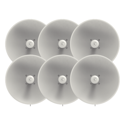 Paquete de 6 ePMP Force 300-25L para zonas con alta interferencia, hasta 400+ Mbps, 4910 – 6200 MHz, 802.11 AC Wave2, Antena de 25 dBi, baja latencia