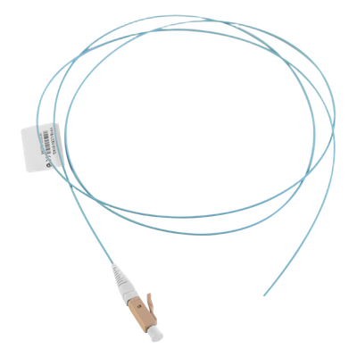 Pigtail de Fibra Óptica LC Simplex, Multimodo OM3 XGLO 50/125, OFNR, Color Aqua, 1 Metro (3.28 Pies)