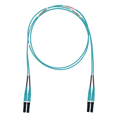 Jumper de Fibra Optica Multimodo 50/125 OM3, LC-LC Duplex, LSZH (Cero Halógenos), Color Aqua, 1 Metro (3.28 Pies)