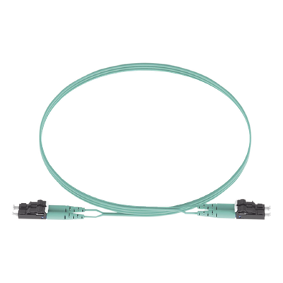 Jumper de Fibra Optica Multimodo 50/125 OM3, LC-LC Duplex, OFNR (Riser), Color Aqua, 5 Metros (16.40 Pies)