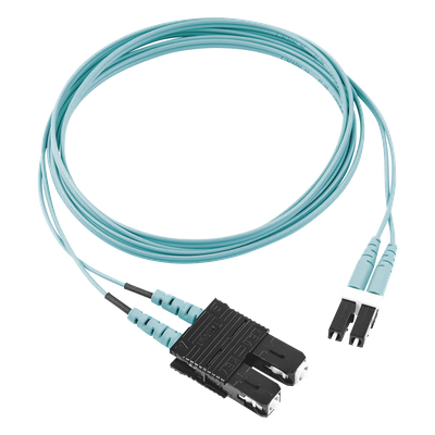 Jumper de Fibra Optica Multimodo 50/125 OM3, LC-SC Duplex, OFNR (Riser), Color Aqua, 2 Metros (6.56 Pies)