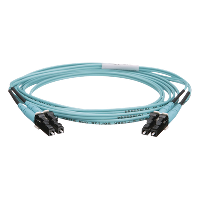 Jumper de Fibra Optica Multimodo 50/125 OM4, LC-LC Duplex, OFNR (Riser), Color Aqua, 2 Metros (6.56 Pies)