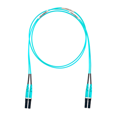 Jumper de Fibra Óptica Multimodo 50/125 OM4, LC-LC Duplex, OFNR (Riser), Color Aqua, 18 Metros (59.06 Pies)