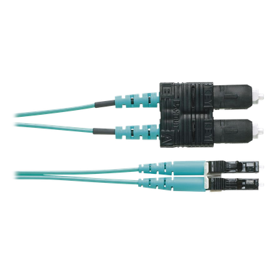 Jumper de Fibra Optica Multimodo 50/125 OM4, LC-SC Duplex, OFNR (Riser), Color Aqua, 1 Metro (3.28 Pies)