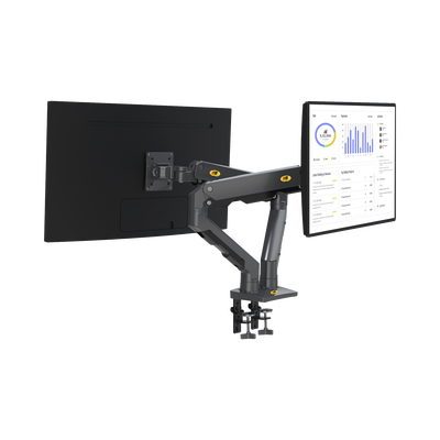 Montaje de Escritorio articulado para 2 monitores de 27-34″ / Soporta hasta 16 kg por brazo/ Vesa 75 x 75 / 100 x 100 / Acero / Giro: 360°