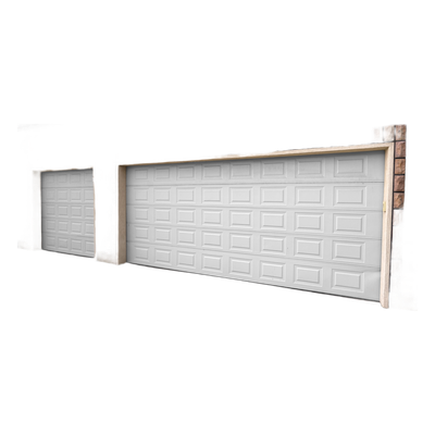 Puerta de Garage de alta calidad, Color blanco 20×7 pies, AISLADA, Estilo Americana , CUADRO CORTO.