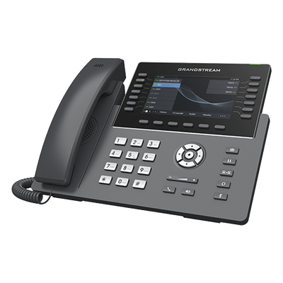 Teléfono IP Wi-Fi, Grado Operador, 14 líneas SIP con 6 cuentas, pantalla LCD  5″, puertos Gigabit, Bluetooth, PoE, codec Opus, IPV4/IPV6 con gestión en la nube GDMS