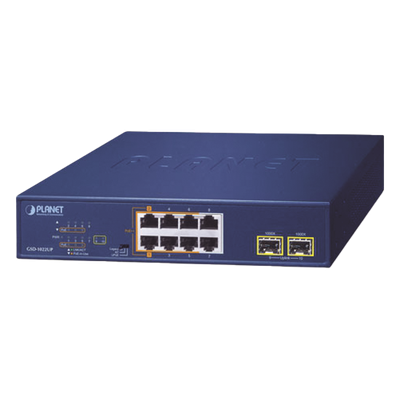 Switch PoE No Administrable de Escritorio, 2 Puertos Gigabit 802.3bt, 4 Puertos Gigabit 802.3at, 2 Puertos 10/100/1000, 2 Puertos SFP Gigabit.