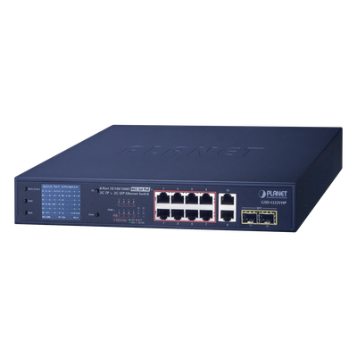 Switch No Administrable 8 Puertos Gigabit con Modo Extender a 250 m, 2 Puertos Uplink 10/100/1000 Mbps, 2 Puertos SFP