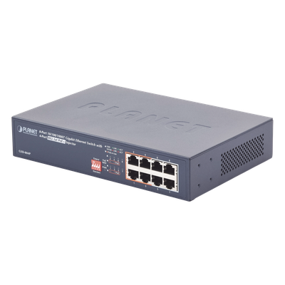 Switch PoE no Administrable, 8 Puertos 10/100/1000 Mbps con 4 Puertos PoE 802.3af/at, Modo Extender Hasta 250 mts