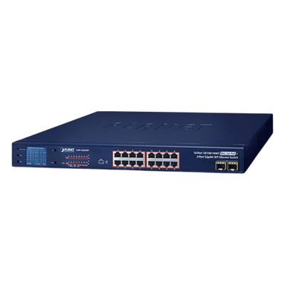 Switch No Administrable PoE+ Extender, Aislamiento VLAN de 16 Puertos Gigabit +, 2 Combo TP/SFP y Pantalla