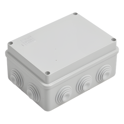 Caja Estanca de PVC Para Derivación y Conexión, 10 Entradas, Tapa Atornillada, 150x110x70 mm (Área interna), Uso Exterior IP55, Material que no Propaga el Fuego y Libre de Hálogenos