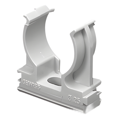 Soporte de presión (Abrazadera), PVC Auto-extinguible, abierto para tubería de 25 mm
