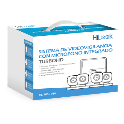 (MICRÓFONO Integrado) Kit TurboHD 1080p Lite / DVR 4 canales / Audio por Coaxitron / 4 Cámaras Bala de Policarbonato con Micrófono Integrado