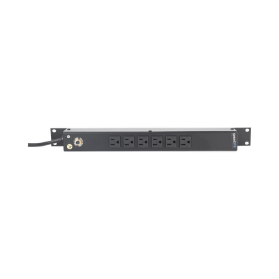Multicontacto Horizontal (PDU) de 6 Contactos (NEMA 5-15R) Rack 19″ 1UR. Voltaje Entrada/Salida: 120Vca/15A