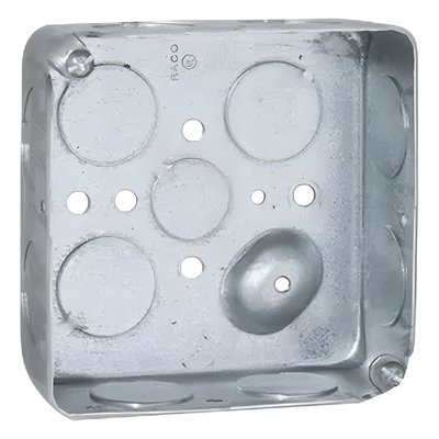 Caja Cuadrada 4 x 4"/Profundidad 1- 1/2"/ 11 Entradas de 3/4" y 1 de 1/2".