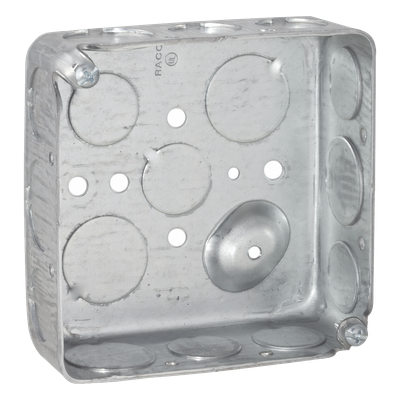 Caja Cuadrada 4 x 4″/ Profundidad 1- 1/2″/ Cuenta con 11 Entradas de 1/2″ y 6 de 3/4″..