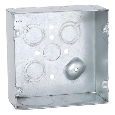 Caja Cuadrada 4 11/16 x 4 11/16″/ Profundidad 2- 1/8″/ Cuenta con 6 Entrada de 1 1/4″/ 1 Entrada de 1/2″ / 3 TKO (1/2″-3/4″).