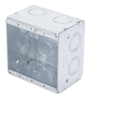 Caja Multigang de 2 Gangs/ Profundidad de 2-1/2 Pulgadas (6.35 cm)/ 12 Entradas de 1/2 – 3/4 Pulgadas (1.27 – 1.91 cm)