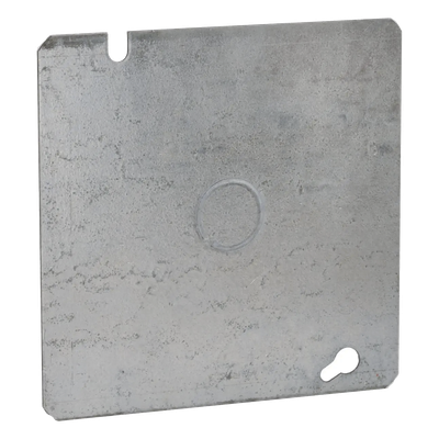 Tapa Cuadrada Plana de Acero Galvanizado con Entrada de 1/2″ para Caja de 4 11/16″.