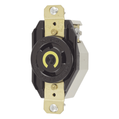 Receptáculo de Media Vuelta Industrial 30 A 125 V CA 2 Polos 3 Hilos (Nema L5-30R) Color Negro