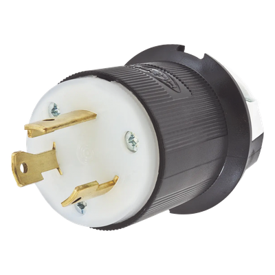 Clavija Industrial con Bloqueo de Media Vuelta / 30 A 125 V CA / 2 Polos 3 Hilos / Color Blanco y Negro / Nema L5-30P.