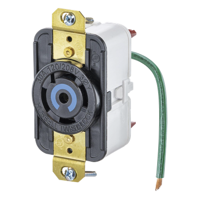 Receptáculo de Media Vuelta Industrial 30 A 120/208 V CA/ Nema L21-30R /Color Negro