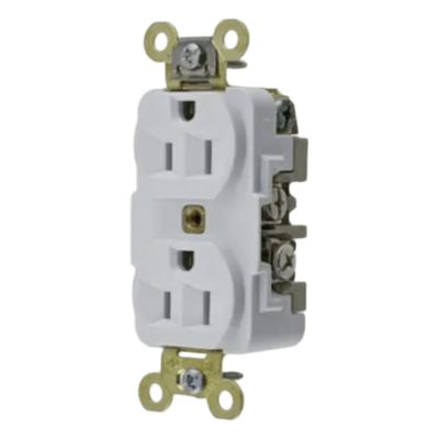 Contacto Dúplex 15 A 125 V 2 Polos, 3 Hilos Color Blanco (Nema 5-15R). Grado Industrial.