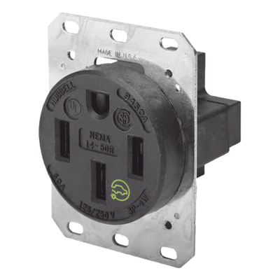 Receptáculo Recto de 50 A 125/250 V CA 3 Polos 4 Hilos (Nema 14-50R).